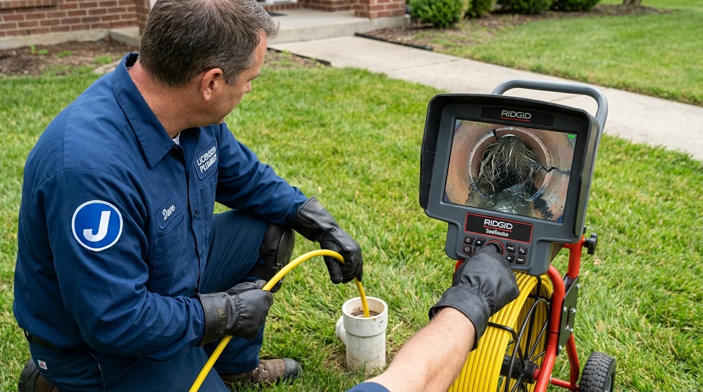 Sewer camera inspection being performed by Johns Plumbing LLC in Greenup