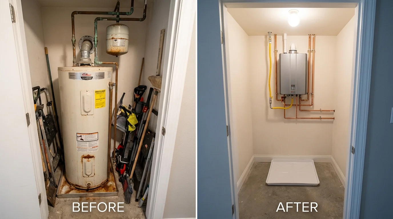 Tank water heater versus wall-mounted tankless unit comparison for Greenup, KY homeowners